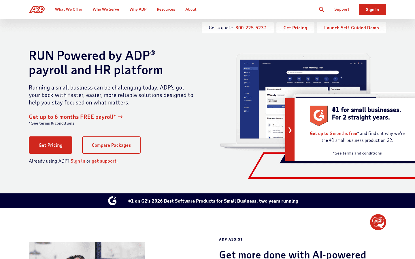 ADP Run homepage screenshot