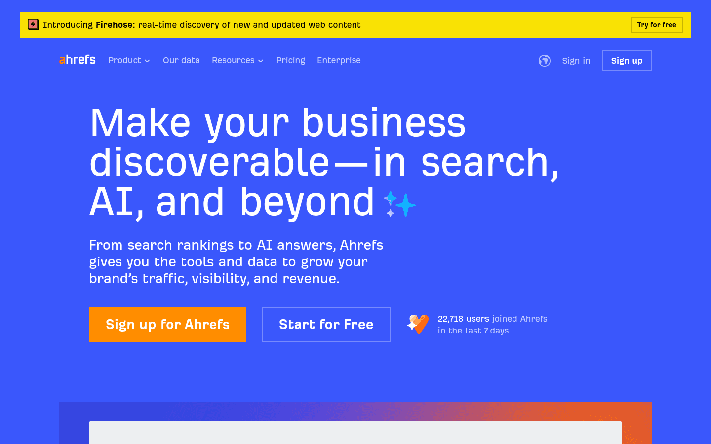 Ahrefs homepage screenshot