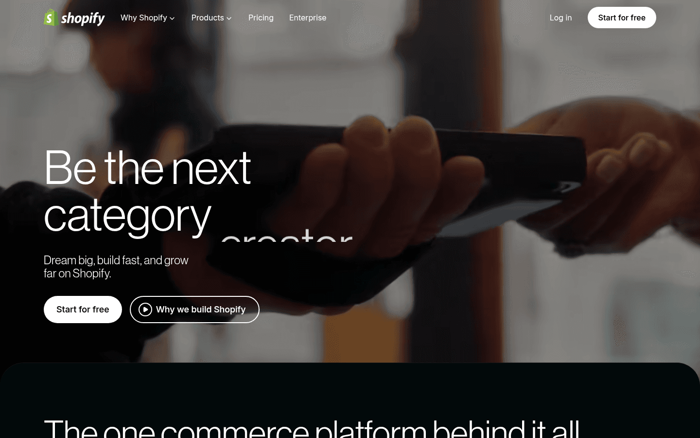 Shopify homepage screenshot