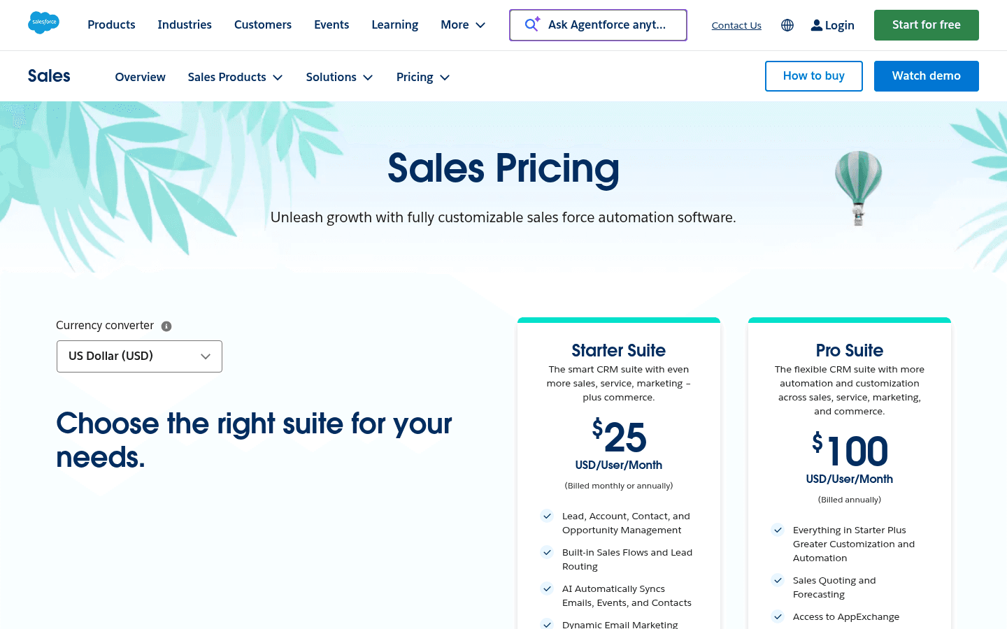 Salesforce pricing page screenshot